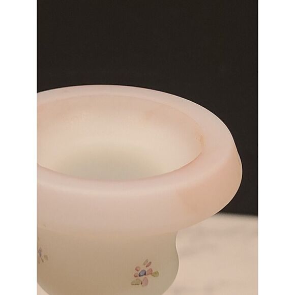 Fenton Glass Berries & Blossoms Candlestick Holder Satin Custard Only (1) 6" - Picture 9 of 11
